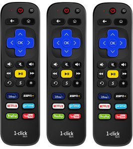 [M-pack]1-clicktech Remote Replacement for Roku BOX Players Express Premiere Ultra [2-in-1 w/TV Power+Volume] and All【Roku TVs】[NOT for ROKU Stick]