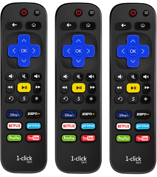 [M-pack]1-clicktech Remote Replacement for Roku BOX Players Express Premiere Ultra [2-in-1 w/TV Power+Volume] and All【Roku TVs】[NOT for ROKU Stick]