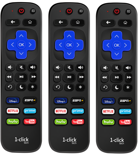 [M-Pack] 1-clicktech Remote for All Roku TV w/ 6 Keys - Disney+ ESPN Netflix Prime Hulu Youtube【Not for Roku Stick】