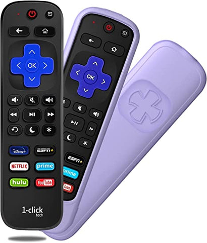 [w/Cover] 1-clicktech Remote for All【Roku TV】and【Roku Box】[NOT for Roku Stick]
