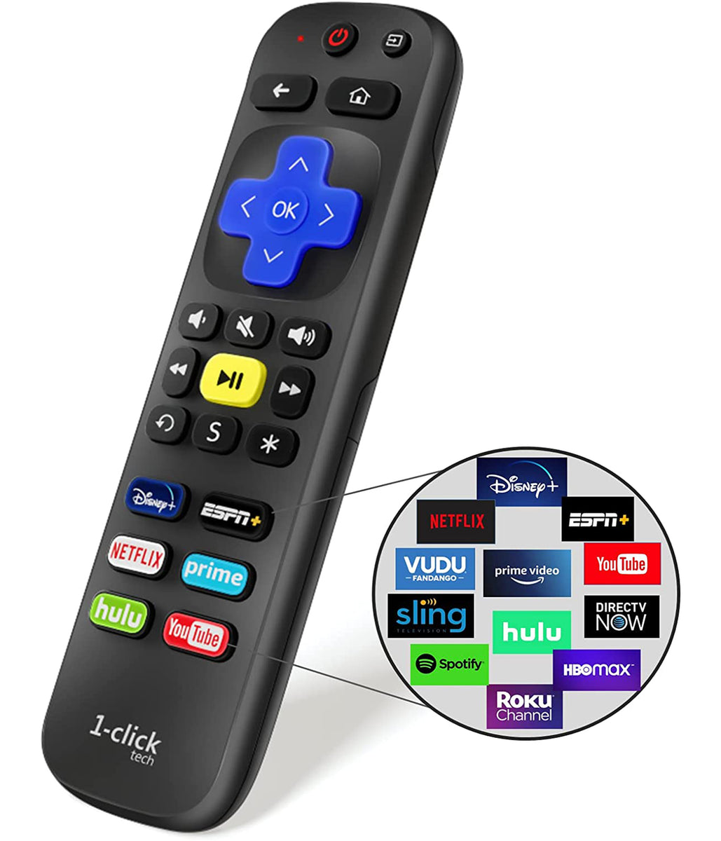 1-clicktech Remote for Roku BOX Players Express Premiere Ultra [2-in-1