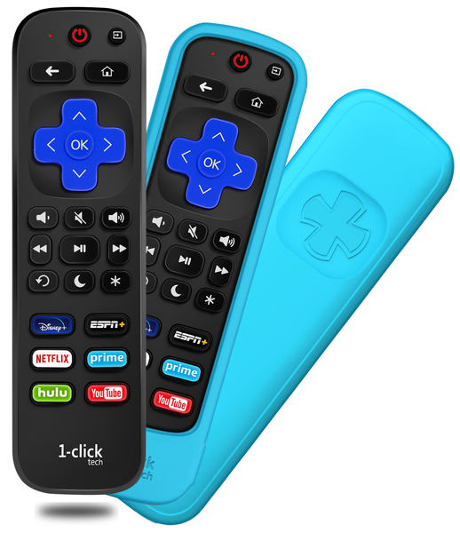 [w/Cover] 1-clicktech Remote for All【Roku TV】and【Roku Box】[NOT for Roku Stick]