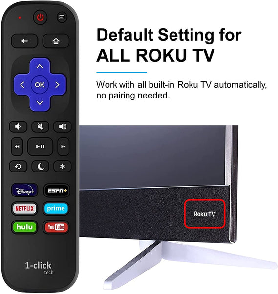 [w/Cover] 1-clicktech Remote for All【Roku TV】and【Roku Box】[NOT for Roku Stick]