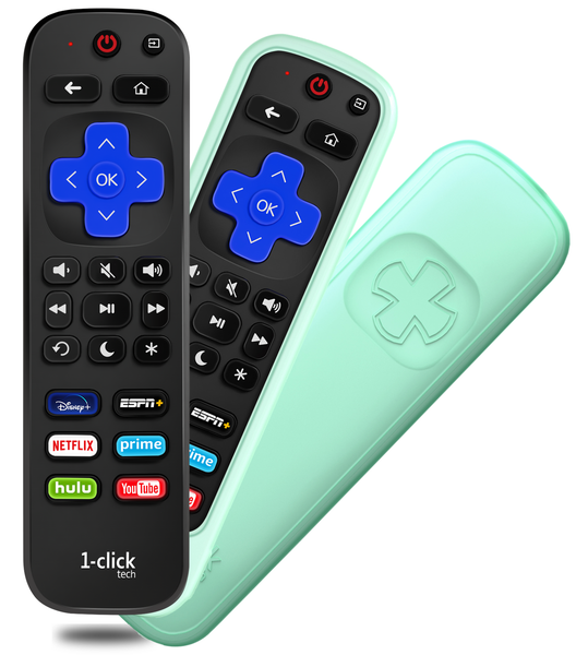 [w/Cover] 1-clicktech Remote for All【Roku TV】and【Roku Box】[NOT for Roku Stick]