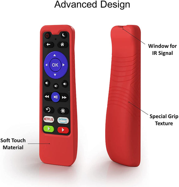 [w/Cover] 1-clicktech (iKuTV-V7) Remote for All Roku TV Brands and Roku Boxes [NOT for Roku Stick]