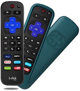 [w/Cover] 1-clicktech Remote for All【Roku TV】and【Roku Box】[NOT for Roku Stick]