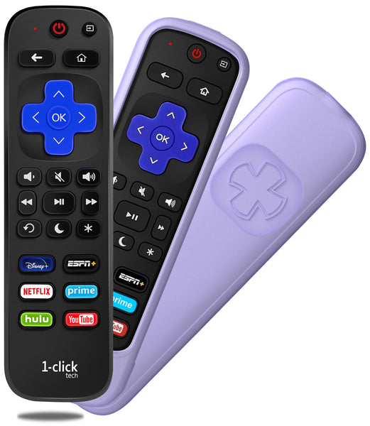 [w/Cover] 1-clicktech Remote for All【Roku TV】and【Roku Box】[NOT for Roku Stick]