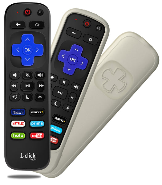 [w/Cover] 1-clicktech Remote for All【Roku TV】and【Roku Box】[NOT for Roku Stick]