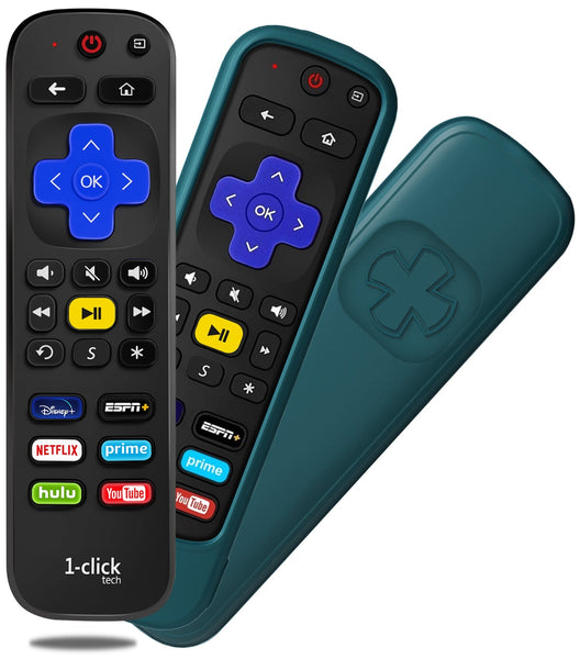 [w/Cover] 1-clicktech Remote for Roku BOX Players Express Premiere Ultra [2-in-1] and All【Roku TVs】