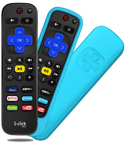 [w/Cover] 1-clicktech Remote for Roku BOX Players Express Premiere Ultra [2-in-1] and All【Roku TVs】