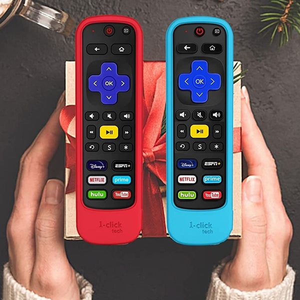 [w/Cover] 1-clicktech Remote for Roku BOX Players Express Premiere Ultra [2-in-1] and All【Roku TVs】