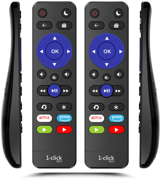 1-clicktech (iKuTV-V7) Remote for All Roku TV Brands and Roku Boxes [NOT for Roku Stick]