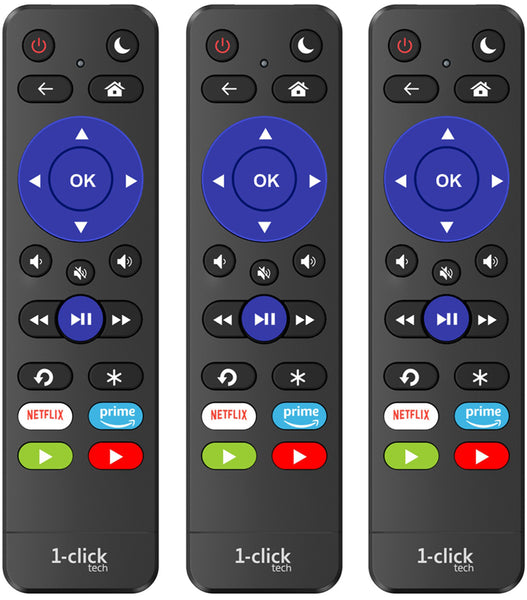 1-clicktech (iKuTV-V7) Remote for All Roku TV Brands and Roku Boxes [NOT for Roku Stick]