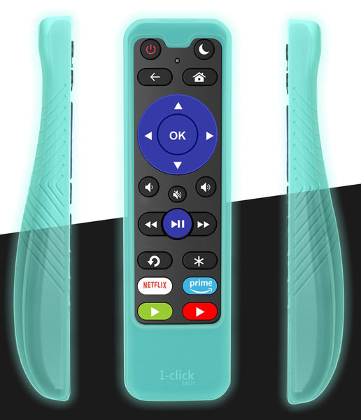 [w/Cover] 1-clicktech (iKuTV-V7) Remote for All Roku TV Brands and Roku Boxes [NOT for Roku Stick]