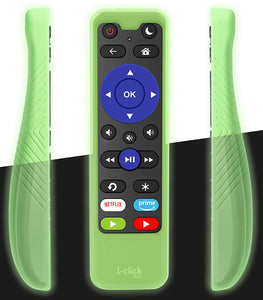 [w/Cover] 1-clicktech (iKuTV-V7) Remote for All Roku TV Brands and Roku Boxes [NOT for Roku Stick]