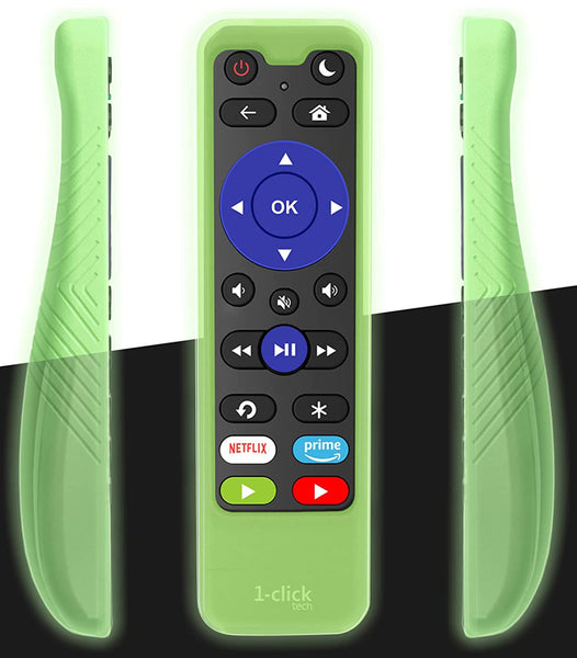 [w/Cover] 1-clicktech (iKuTV-V7) Remote for All Roku TV Brands and Roku Boxes [NOT for Roku Stick]